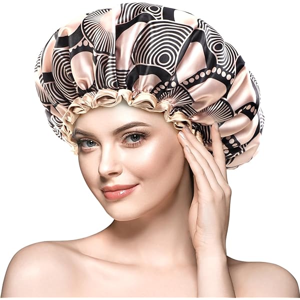 mikimini Large Shower Cap for Women Long Hair,Double Layers